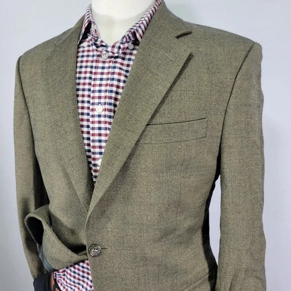 VTG JOS A‎ BANK Men's Sport Coat Blazer Two Button Brown Barley Corn Wool 38R